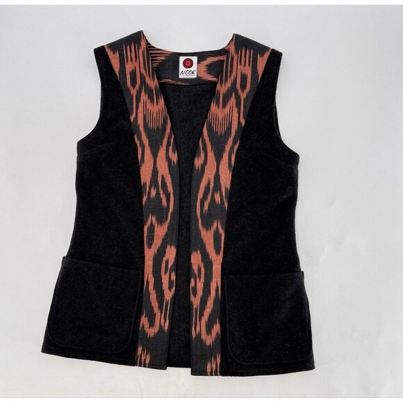 Noot Art Gallery Dark Gray & Red Art To Wear Vest Bohemian Artsy See Measure - Picture 3 of 9